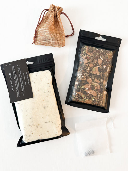 Coffret cadeau : Lait de bain CALM & Tisane IMU Carbon Living